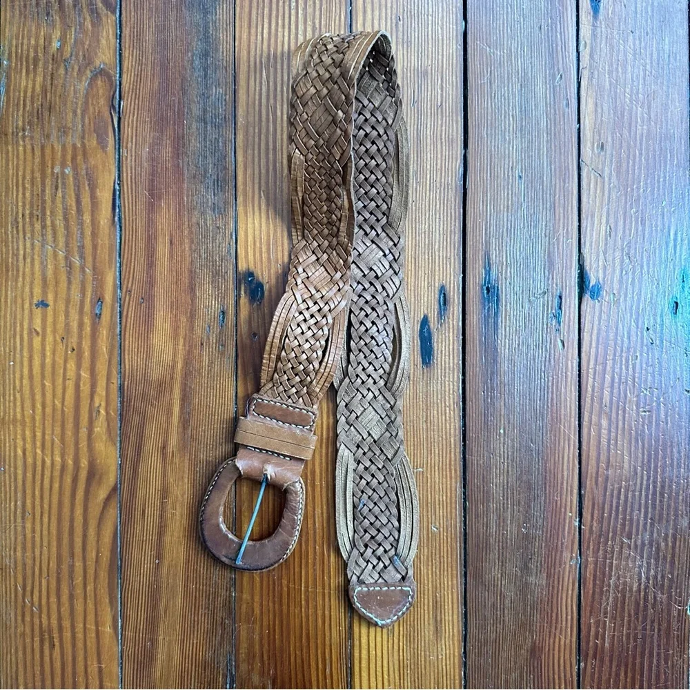 Vintage leather braided belt Small